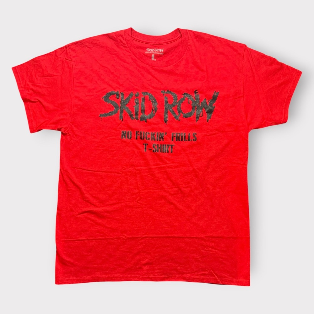 Skid Row Official Merchandise Red‎ Graphic T-Shirt No Fuckin Frills Mens L